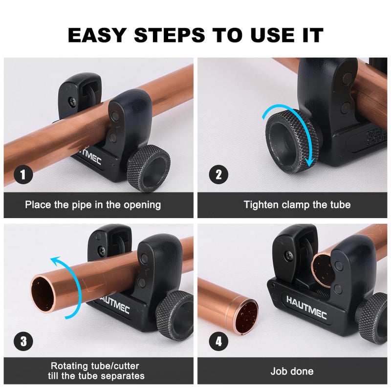 HAUTMEC Copper Pipe Cutter Tool 1/8" to 5/8"OD (3-16mm), Mini Copper Tubing Cutter Tool for PVC, Copper, Aluminum, and Thin Stainless Steel Tube HT0131-TC - Image 3